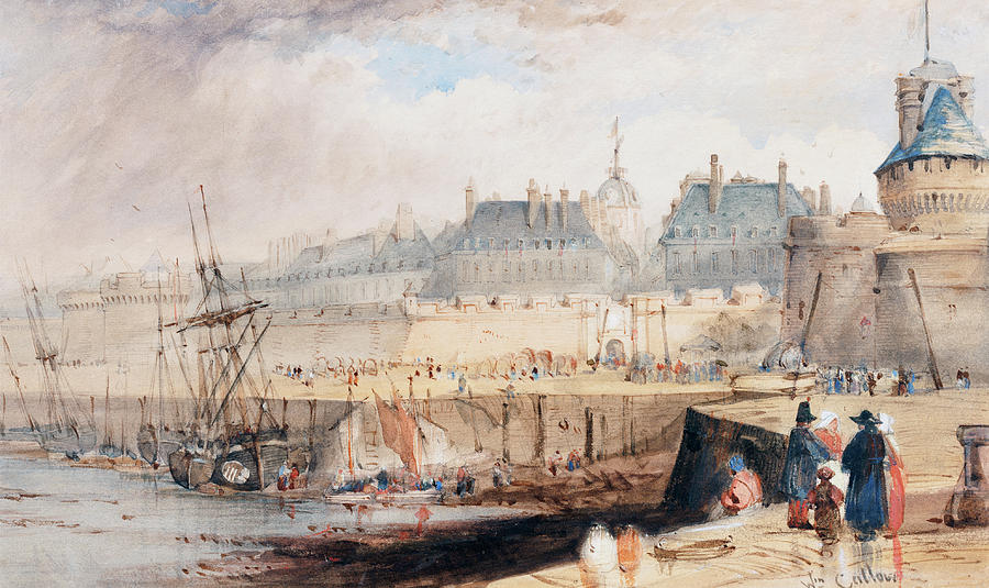  The Harbor of St. Malo at Low Tide #1 Painting by William Callow