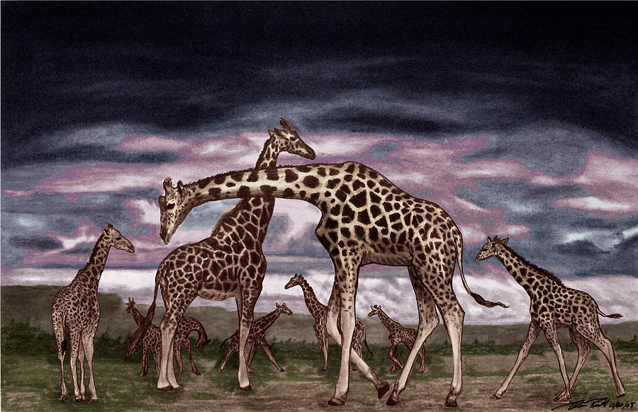 Nature Drawing - The Herd #2 by Peter Piatt