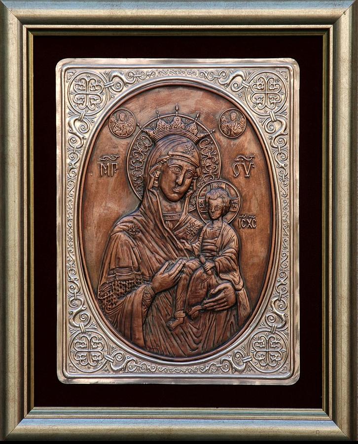 The Holly Mother with Jesus Christ Relief by Netka Dimoska - Pixels