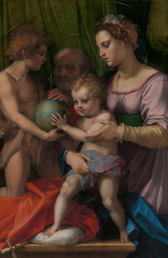 The Holy Family with the Young Saint John the Baptist #4 Painting by Andrea del Sarto