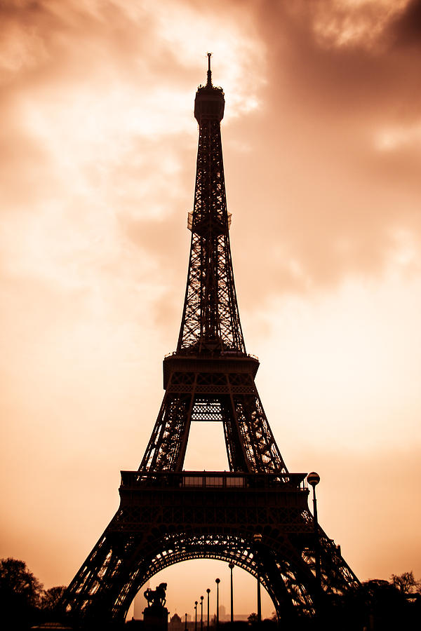 Eiffel Tower Photograph - The Eiffel Tower in Paris During Sunset by Nila Newsom