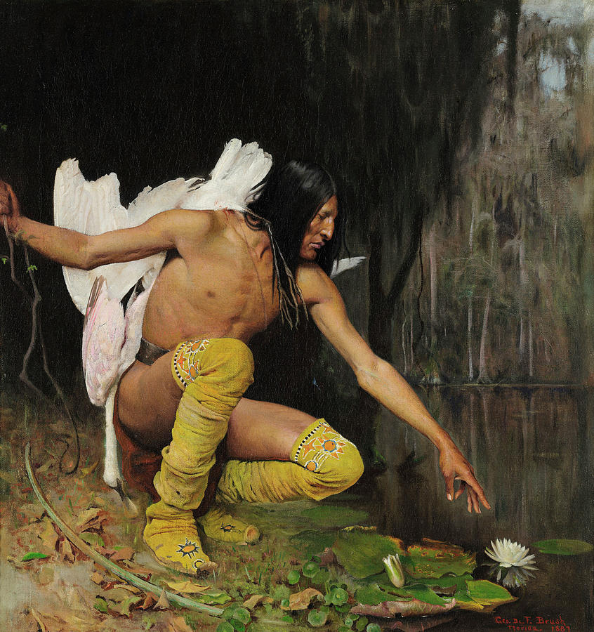 Pocahontas Painting - The Indian and the Lily #1 by George de Forest Brush