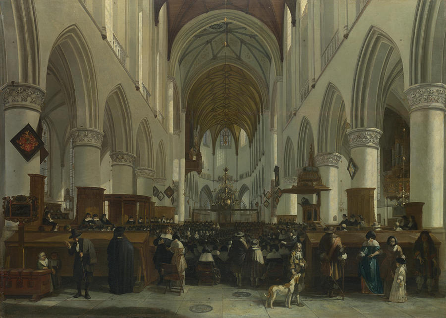 Architecture Painting - The Interior Of The Grote Kerk, Haarlem #1 by Gerrit Berckheyde