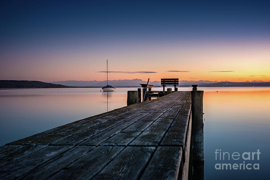 The jetty to sunset #1 Photograph by Hannes Cmarits