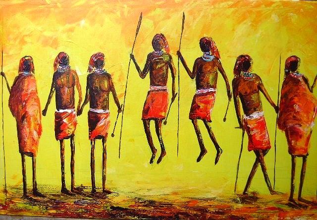 Cultural Painting - The Jumping Dance #1 by Joseph Muchina