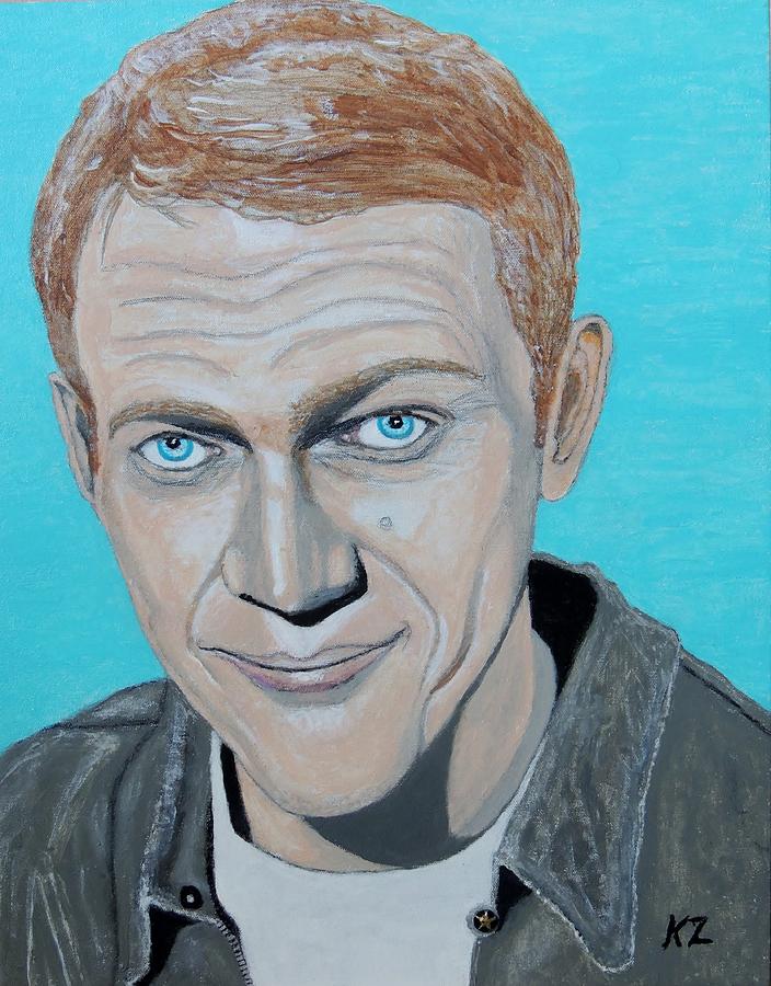 The king of cool.Steve McQueen. #1 Painting by Ken Zabel