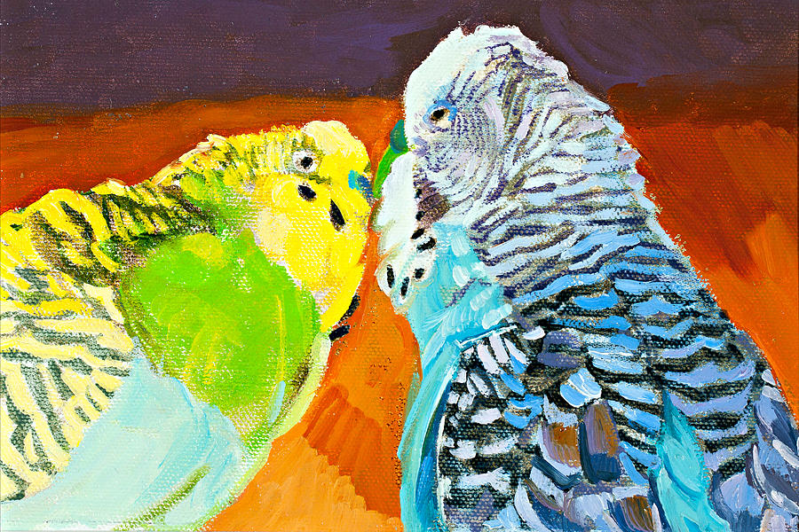 Bird Painting - The Kiss #1 by Debbie Beukema