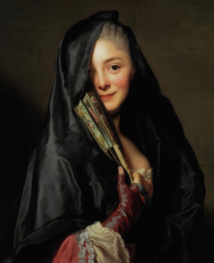 The Lady with the Veil. The Artists Wife #1 Painting by Alexander Roslin