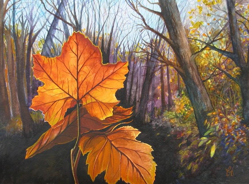 Tree Painting - The Last of Autumn #1 by Carrie Auwaerter