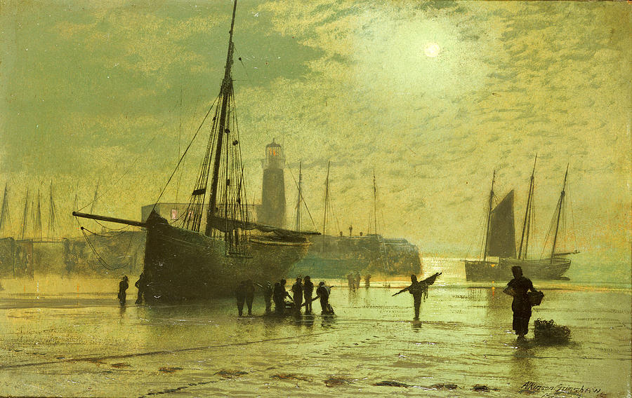 The Lighthouse At Scarborough #1 Painting by John Atkinson Grimshaw