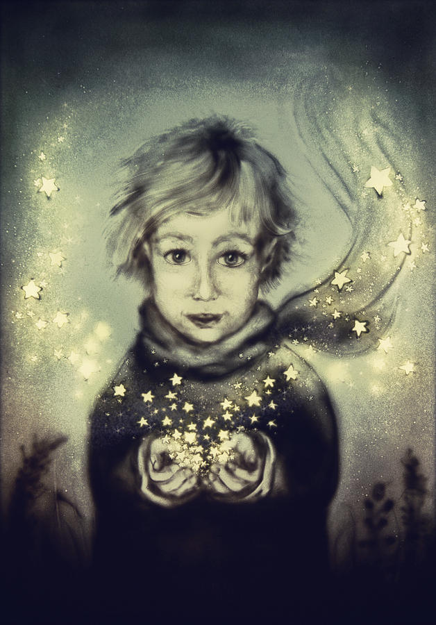 The Little Prince And Stars Painting by Elena Vedernikova