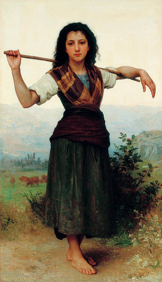 William Adolphe Bouguereau Painting - The Little Shepherdess #1 by Adolphe William Bouguereau