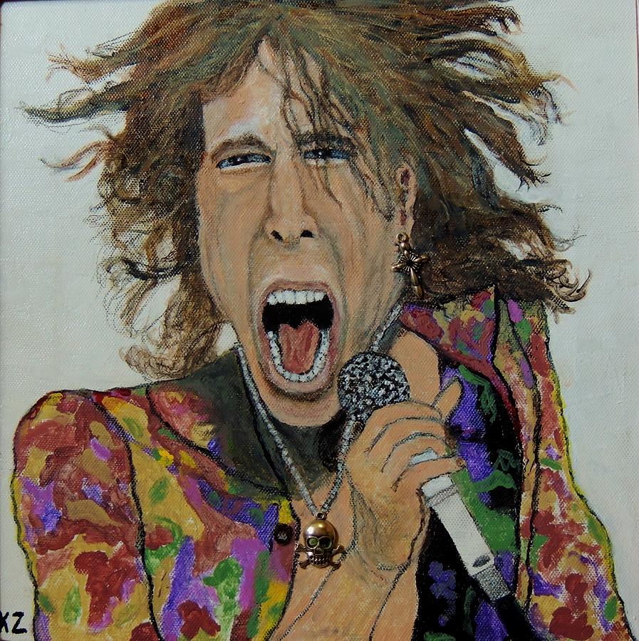 Steven Tyler Painting - The madman of rock.Steven Tyler. #1 by Ken Zabel
