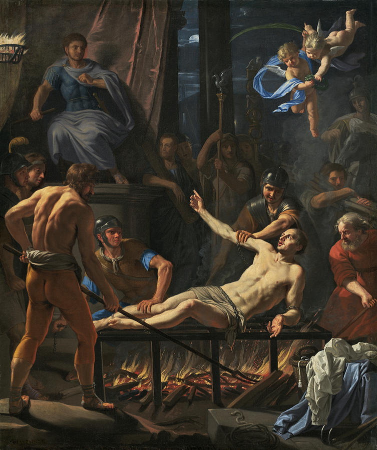 The Martyrdom Of Saint Lawrence #1 Painting by Jean-Baptiste De Champaigne