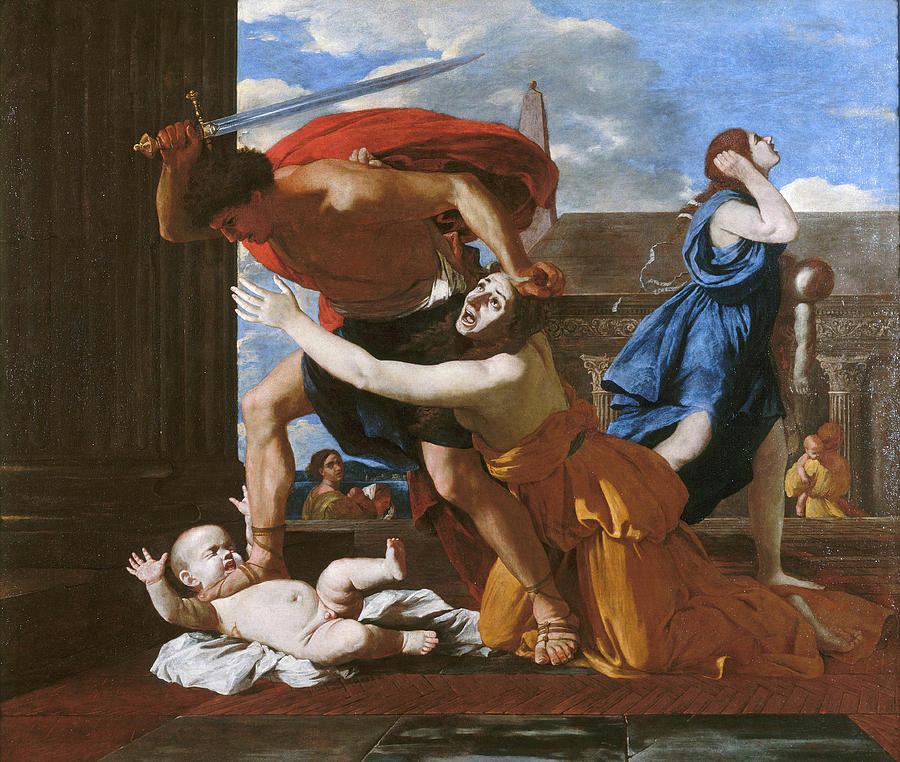 The Massacre of the Innocents #1 Painting by Nicolas Poussin