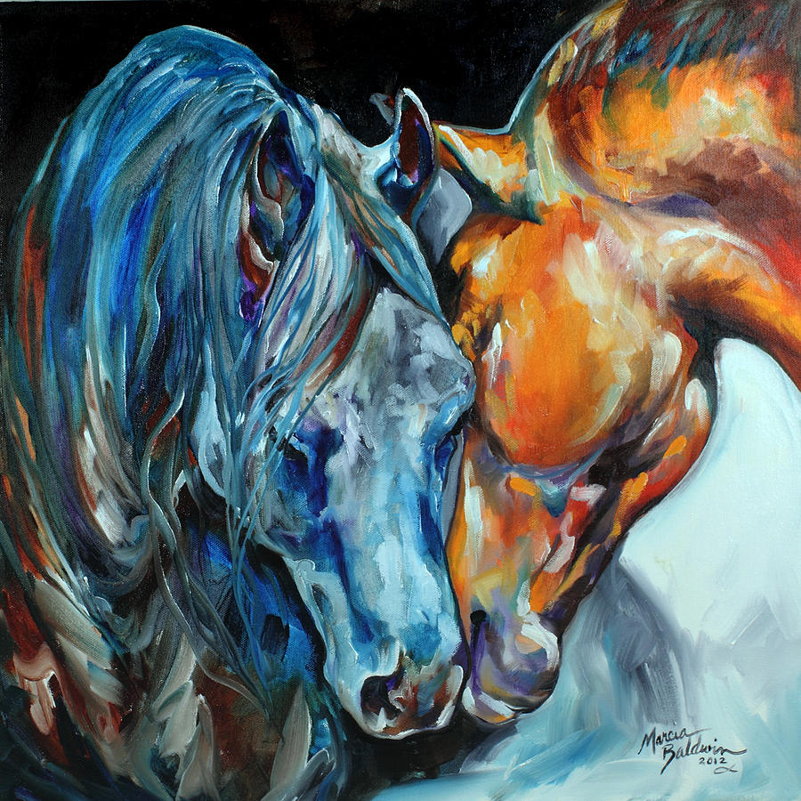 Horse Painting - The Meeting  #1 by Marcia Baldwin
