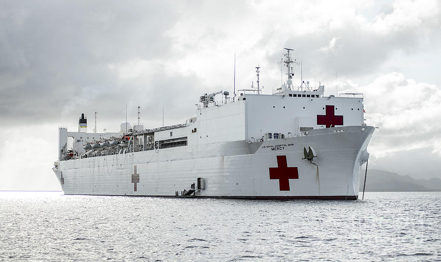 Sailors Painting - The Military Sealift Command hospital ship USNS Mercy #1 by Celestial Images