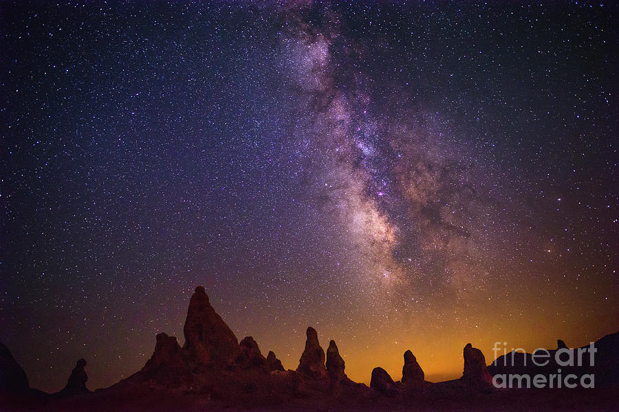 The Milky Way Galaxy Over The Trona Pinnacles In California. Photograph
