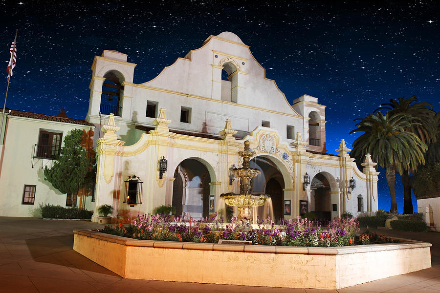 The Mission at Night #1 Photograph by Robert Hebert