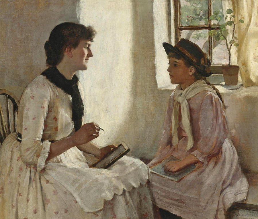 The Morning Lesson #2 Painting by Norman Garstin