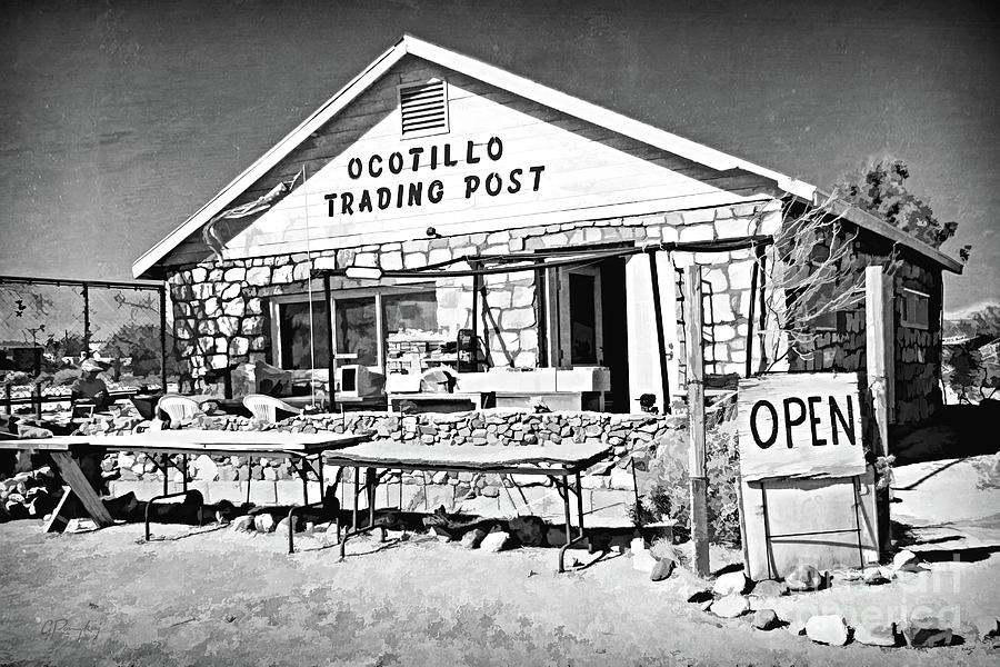 The Old Ocotillo Trading Post BW Photograph by Gabriele Pomykaj