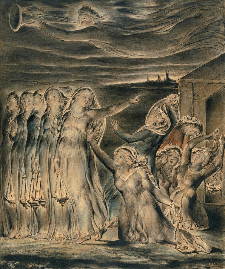 The Parable of the Wise and Foolish Virgins Drawing by William Blake