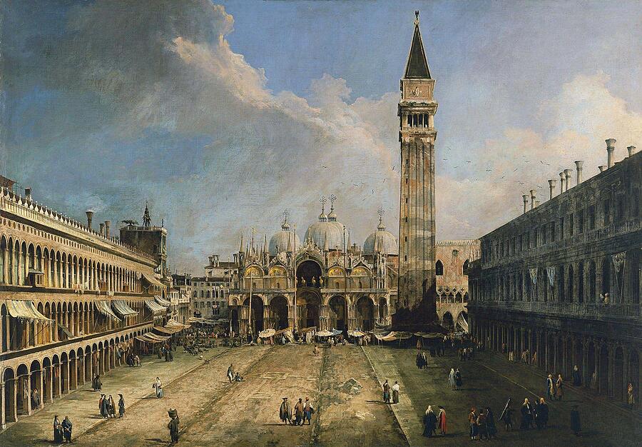 The Piazza San Marco in Venice, from 1723-1724 Painting by Canaletto