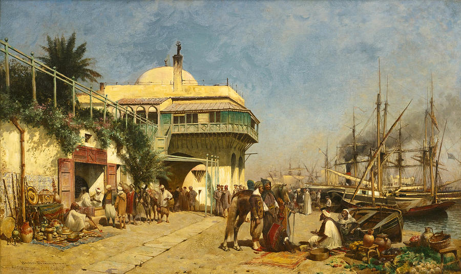 Beautiful Painting - The Port of Algiers #2 by Alfred Wordsworth Thompson