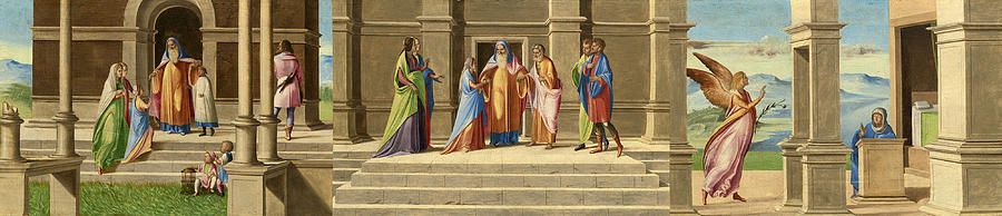 The Presentation and Marriage of the Virgin and the Annunciation #1 Painting by Benedetto Diana