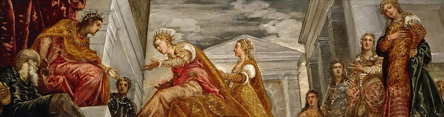 The Queen of Sheba and Salomon #2 Painting by Tintoretto