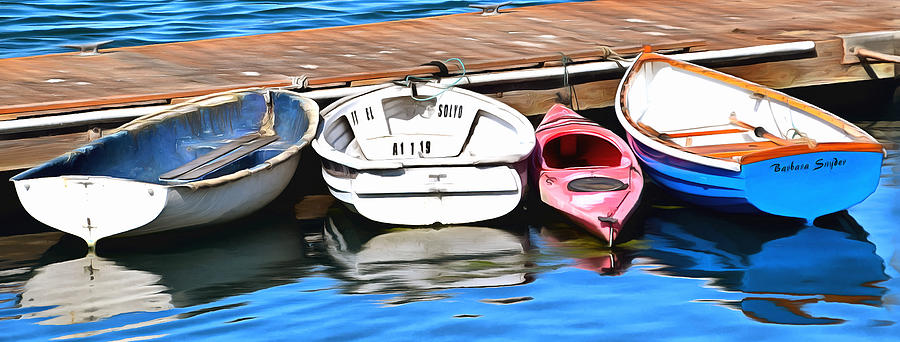 The Red Kayak Morro Bay California Painting #2 Photograph by Barbara Snyder