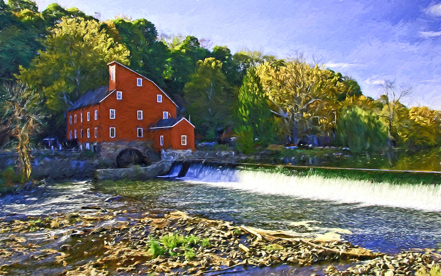 The Red Mill - Clinton N J - Digital Painting Photograph by Allen Beatty