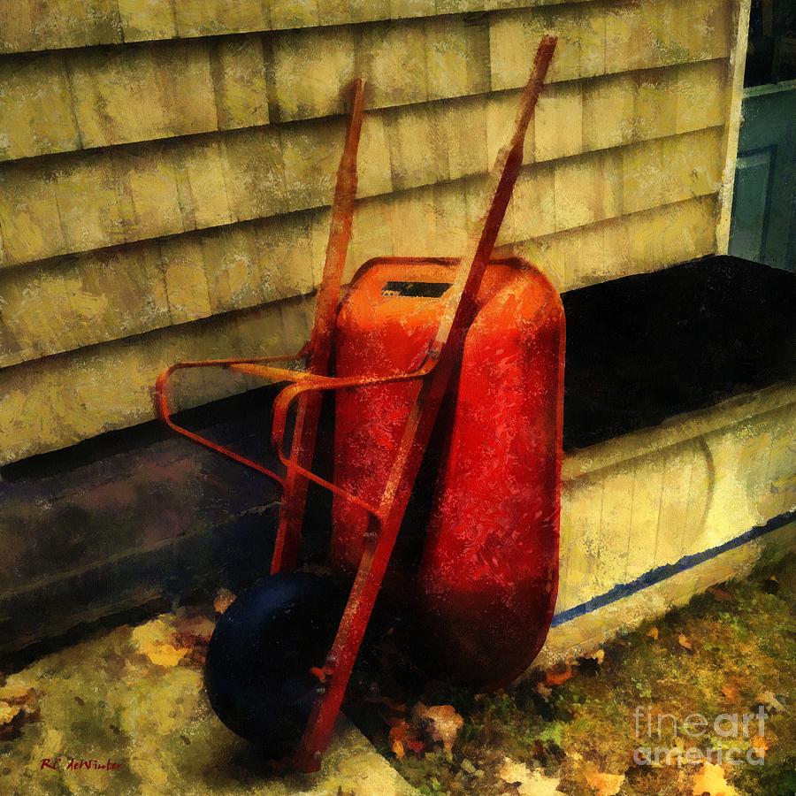 The Red Wheelbarrow #1 Painting by RC DeWinter