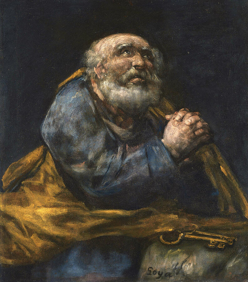 The Repentant St Peter, from circa 1820-1824 Painting by Francisco Goya