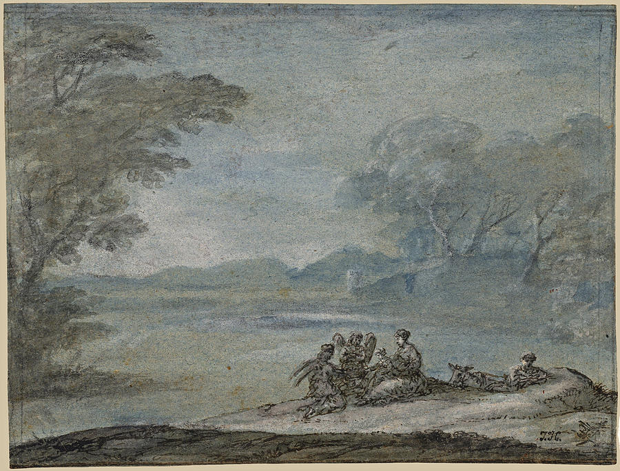 The Rest on The Flight into Egypt #3 Drawing by Claude Lorrain