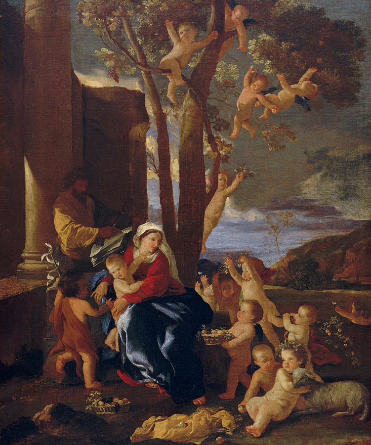 Madonna Painting - The Rest on the Flight into Egypt #1 by Nicolas Poussin