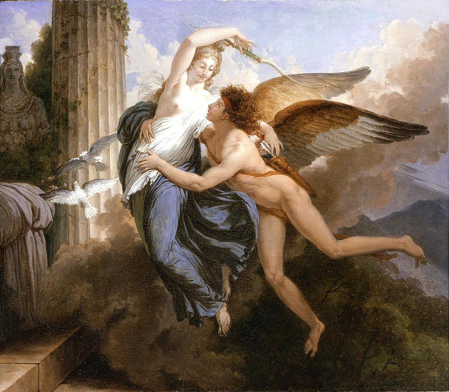 The Reunion of Cupid and Psyche Painting by Jean-Pierre Saint-Ours