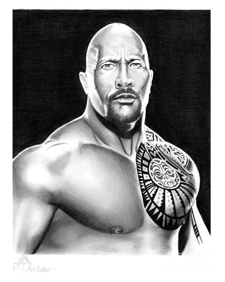 Portrait Drawing - The Rock-Dwayne Johnson #1 by Murphy Elliott