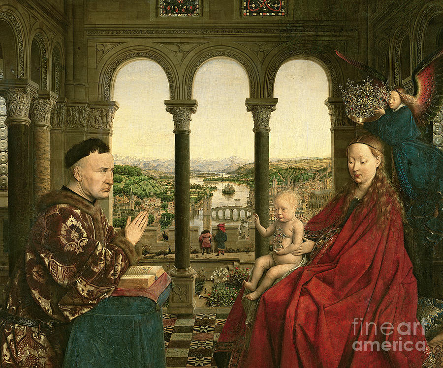 The Rolin Madonna Painting by Jan van Eyck