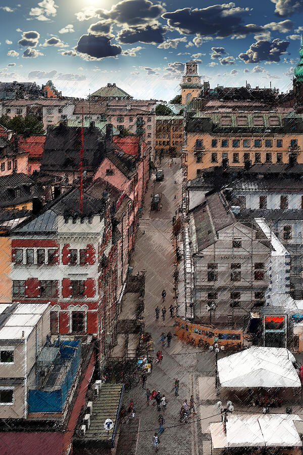 .Rainy Roofs of Stockholm Mixed Media by Aleksandrs Drozdovs