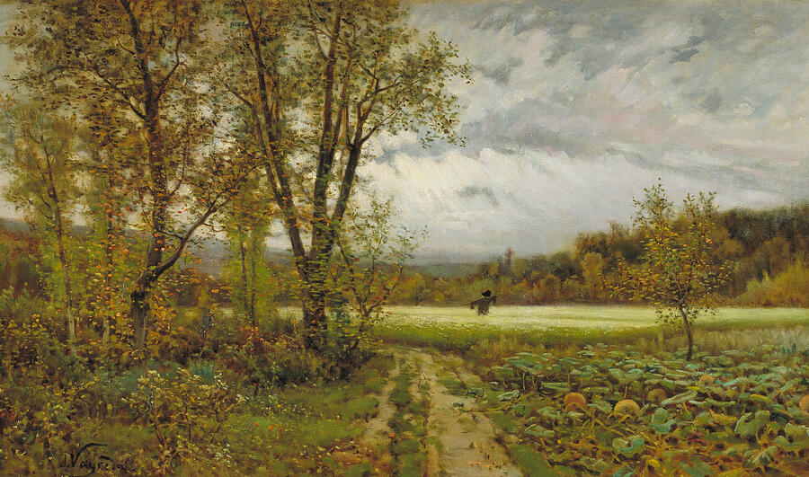 The Scarecrow, from 1883-1885 Painting by Joaquim Vayreda The Scarecrow, from 1883-1885 Painting by Joaquim Vayreda