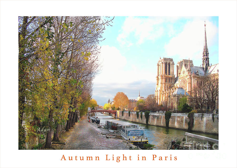 The Seine And Quay Beside Notre Dame, Autumn Greeting Card Poster Photograph by Felipe Adan Lerma