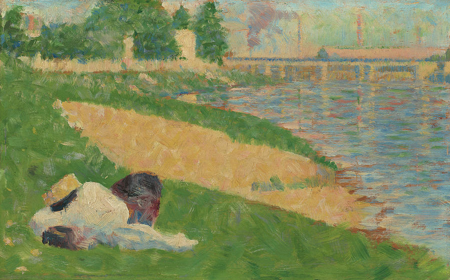 The Seine with Clothing on the Bank  #1 Painting by Georges Seurat
