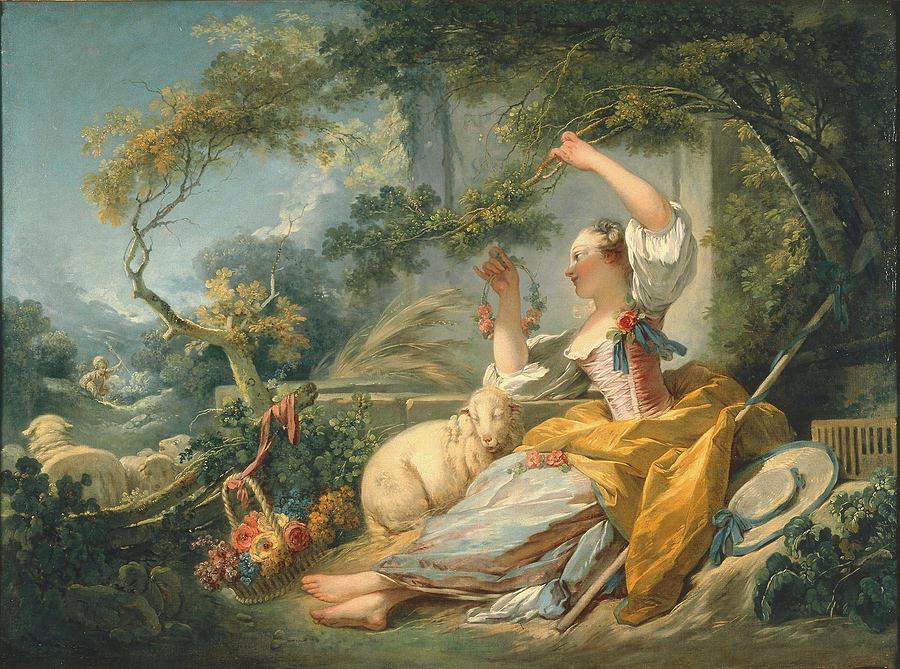 The Shepherdess #1 Painting by Fragonard