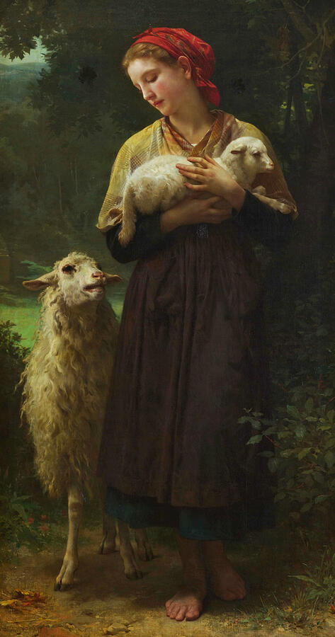 The Shepherdess, from 1873 Painting by William-Adolphe Bouguereau