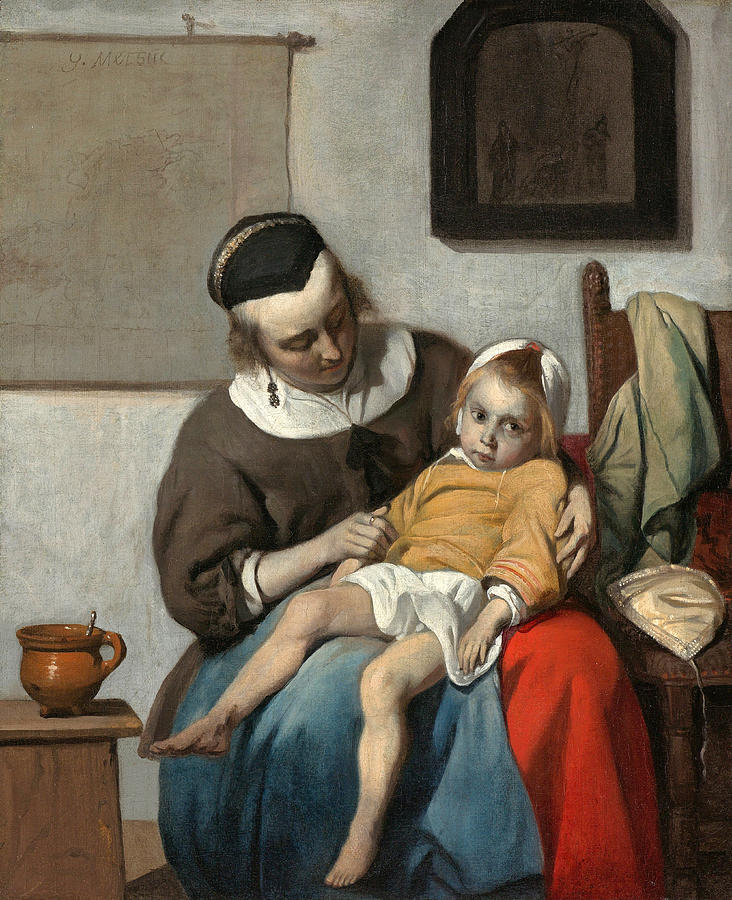 The Sick Child #3 Painting by Gabriel Metsu