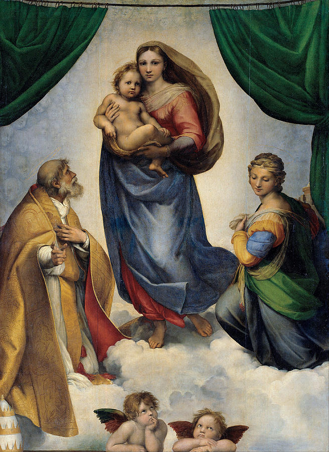 Madonna Painting - The Sistine Madonna #1 by Raffaello Sanzio