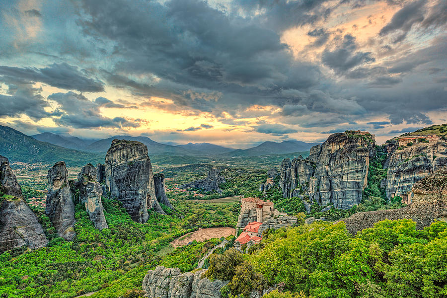 The sunset at Meteora - Greece #1 Photograph by Constantinos Iliopoulos