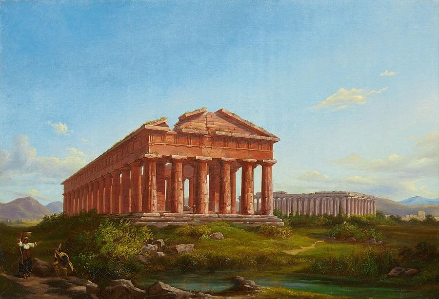 The Temple in Paestum #1 Painting by MotionAge Designs