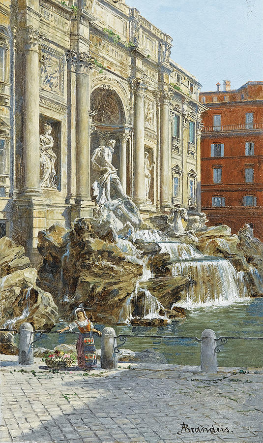 Fountain Painting - The Trevi Fountain In Rome #2 by MotionAge Designs